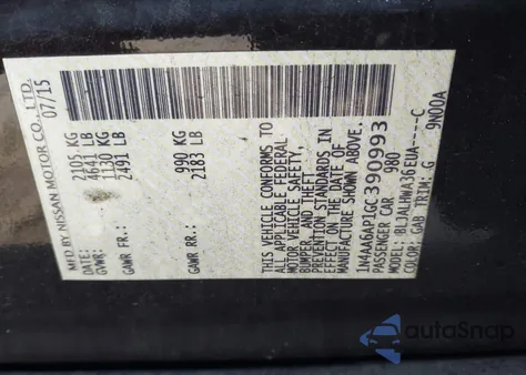 2016 Nissan Maxima 3.5 Platinum из США, поврежденный, VIN 1N4AA6AP1GC390993